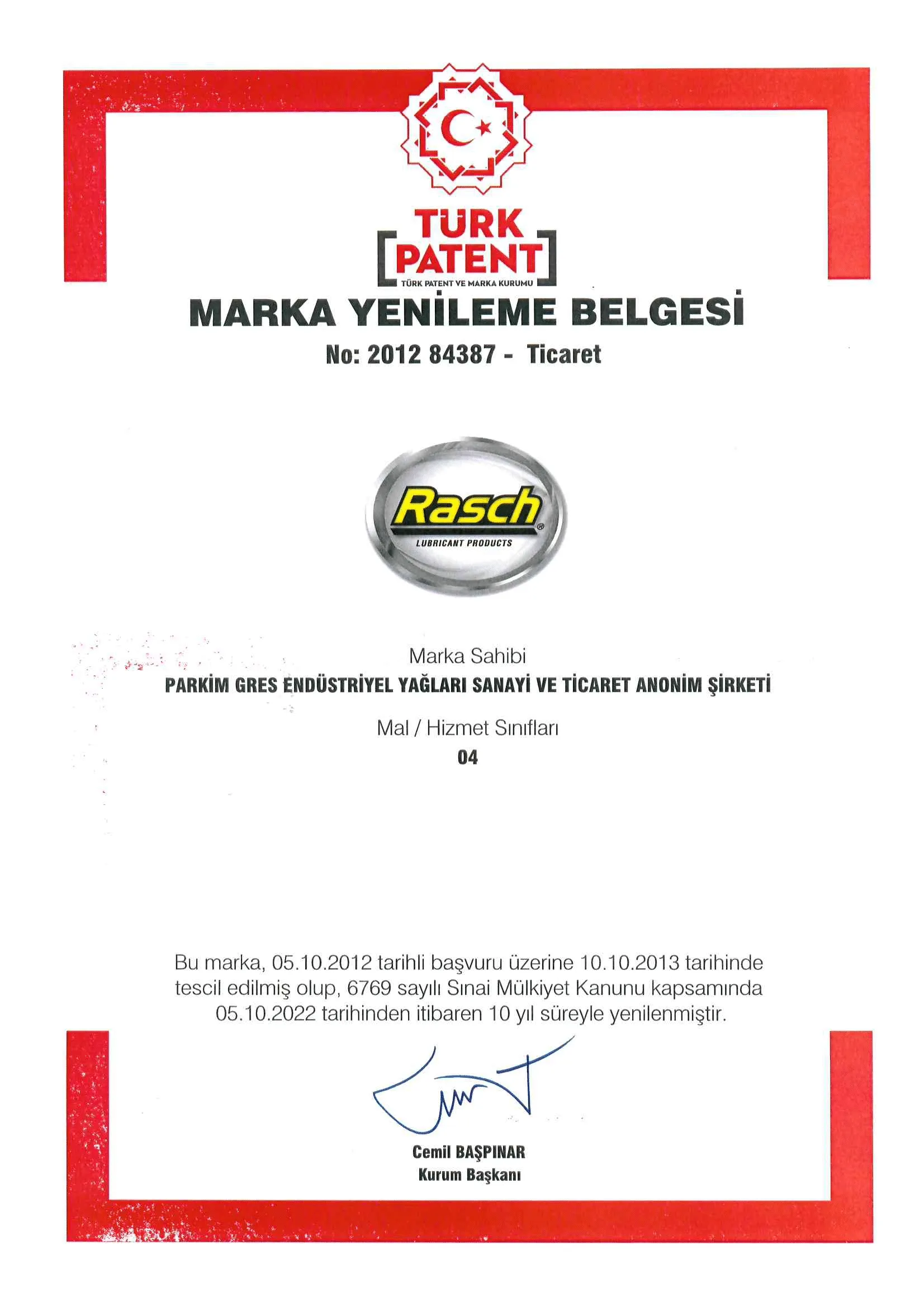 Marka Tescil Belgesi